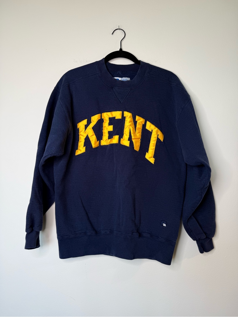 Kent Navy Crewneck Sweatshirt with Yellow Lettering - Vintage Sweatshirt